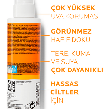 RochePosey Anthelios SPF50 Invisible Yüksek Korumalı Vücut Güneş Kremi Spray 200ml